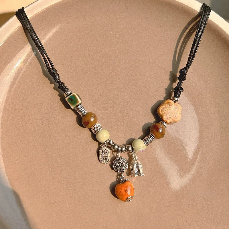 Wholesale New Chinese Zen retro feather necklace double layer long sweater chain Bohemian